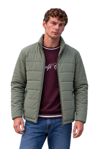 Men’s Nylon Reversible Puffer Jacket – Olive & Light Olive Regular Fit Full-Zip Winter Jacket