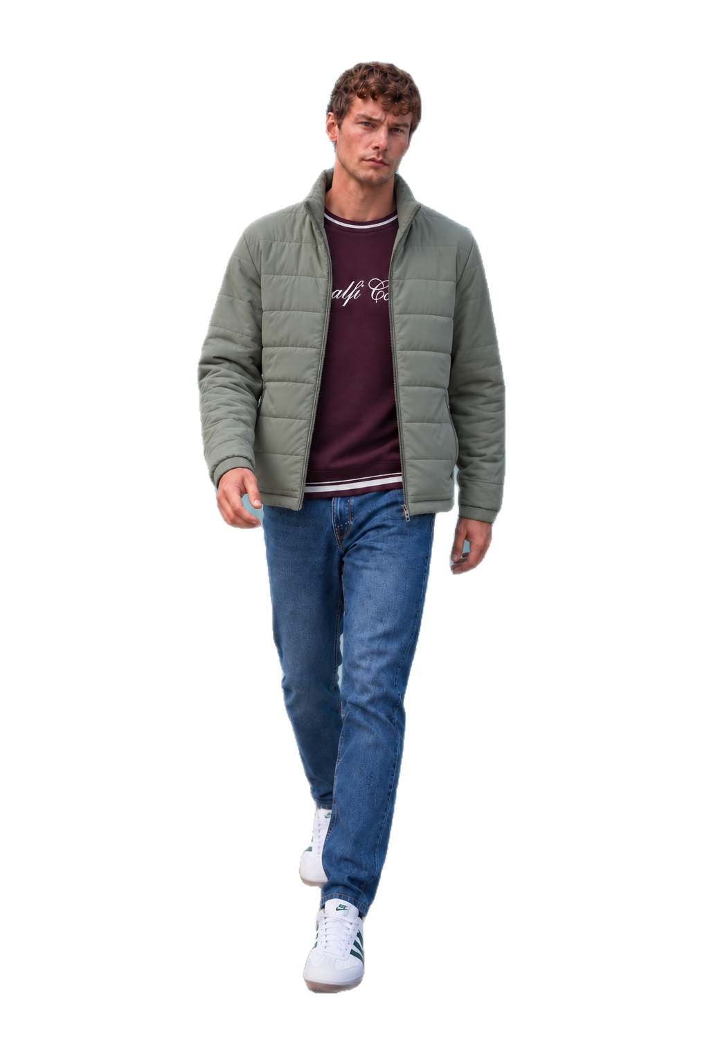 Men’s Nylon Reversible Puffer Jacket – Olive & Light Olive Regular Fit Full-Zip Winter Jacket