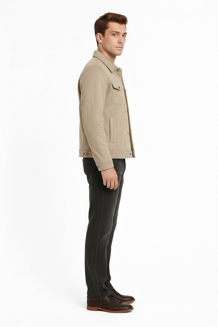 Men Suede Woven Jacket
