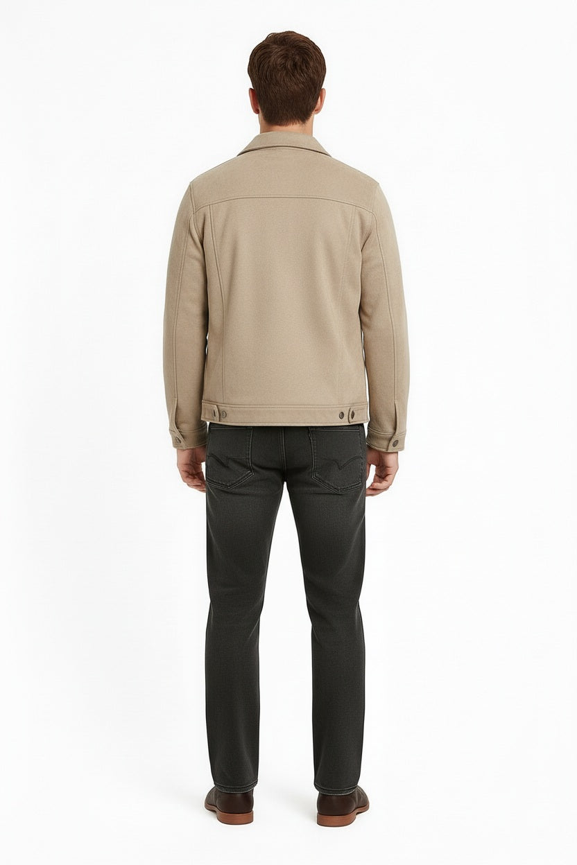 Men Suede Woven Jacket