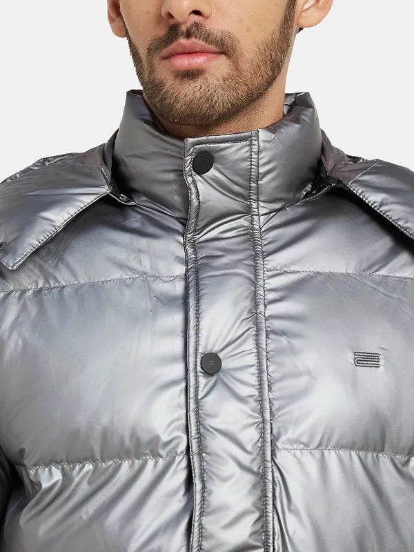 Mettle Men Grey Geometric Quilted Jacket