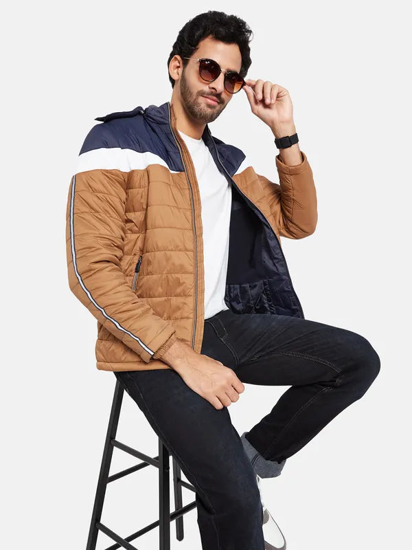 Mettle Men Brown Colourblocked Woven Jacket