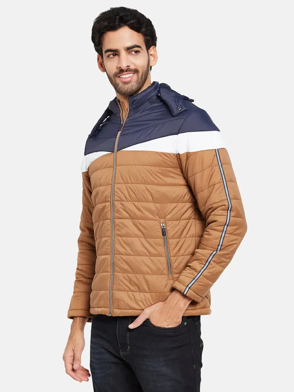 Mettle Men Brown Colourblocked Woven Jacket