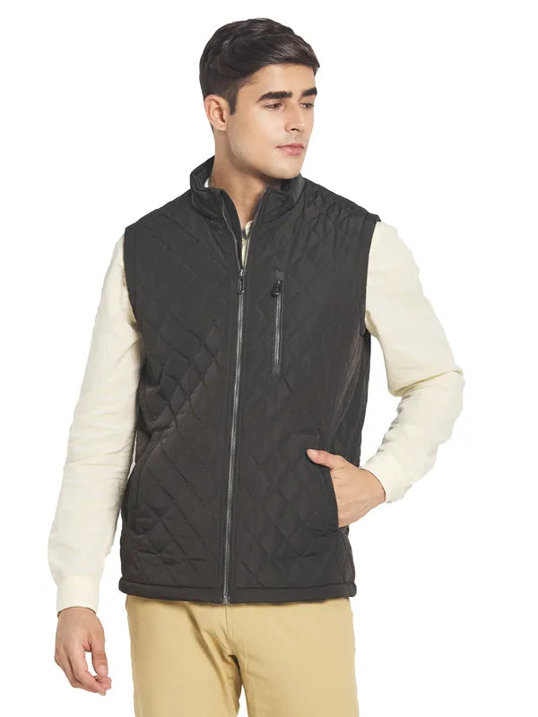 Mettle Men Olive Green Solid Quilted Jacket