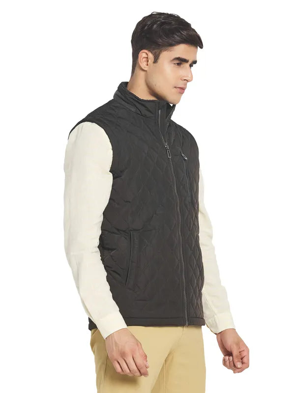 Mettle Men Olive Green Solid Quilted Jacket