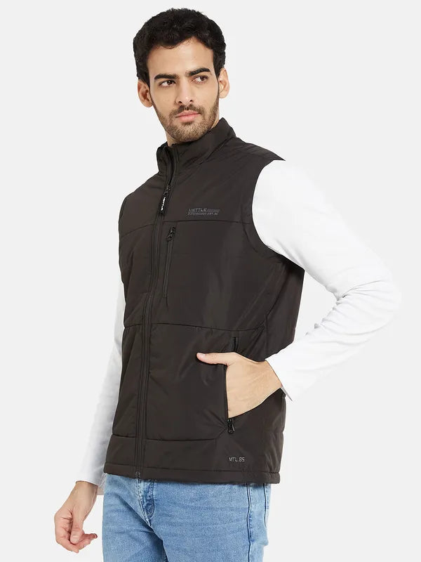 Mettle Men Black Checked Padded Jacket