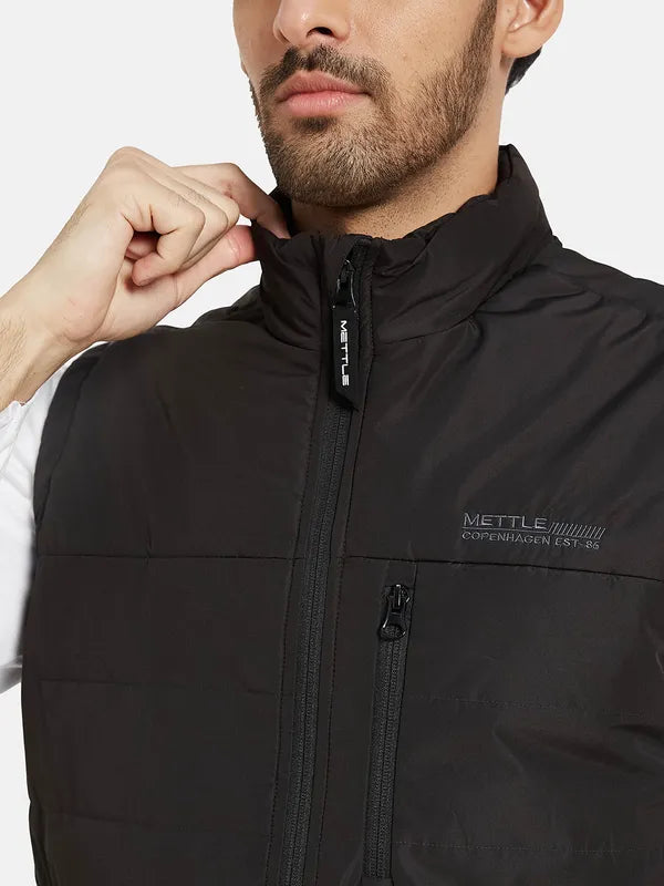 Mettle Men Black Checked Padded Jacket