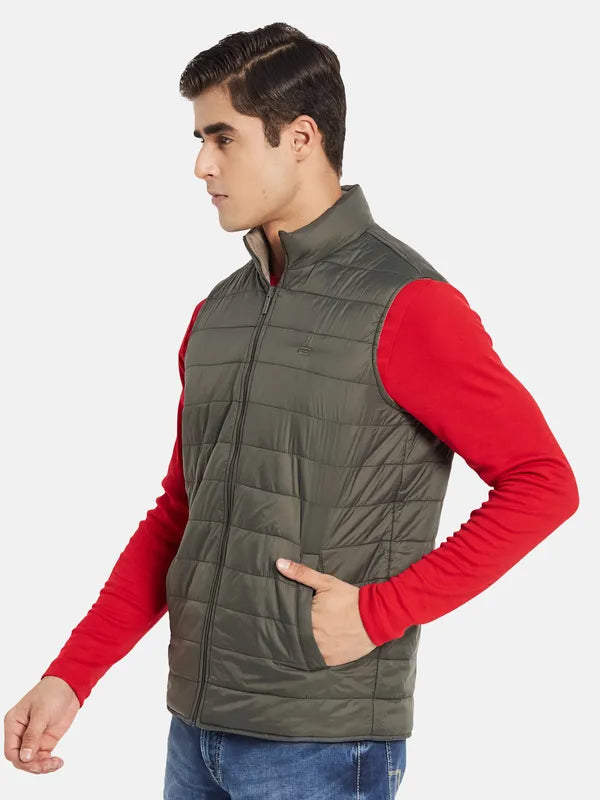 Mettle Men Olive Green Open Front Jacket