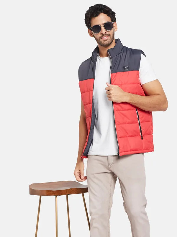 Mettle Men Red Colourblocked Woven Jacket