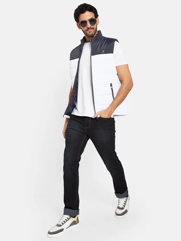 Mettle Men White Colourblocked Woven Jacket