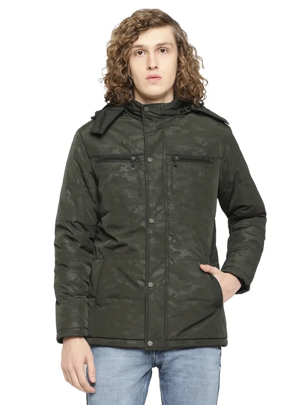 Mettle Men Olive Green Camouflage Longline Padded Jacket