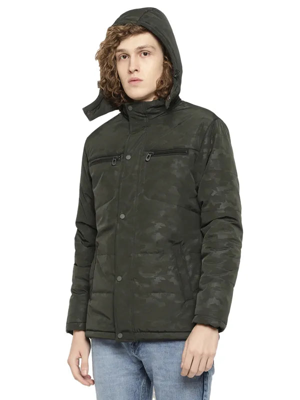 Mettle Men Olive Green Camouflage Longline Padded Jacket