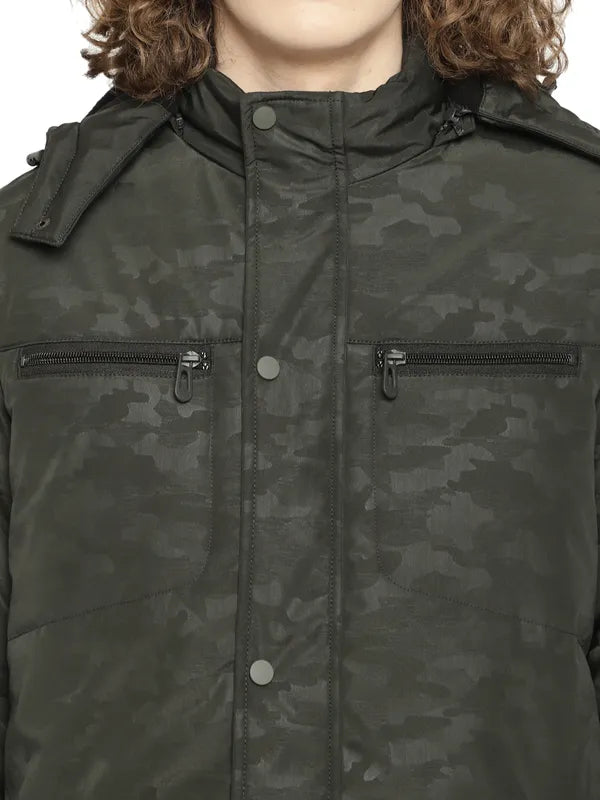 Mettle Men Olive Green Camouflage Longline Padded Jacket