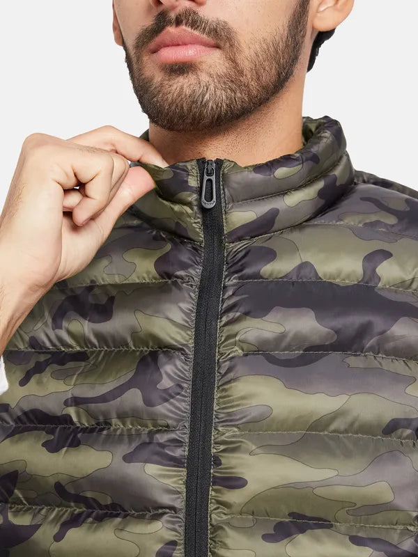 Mettle Men Olive Green Camouflage Woven Jacket