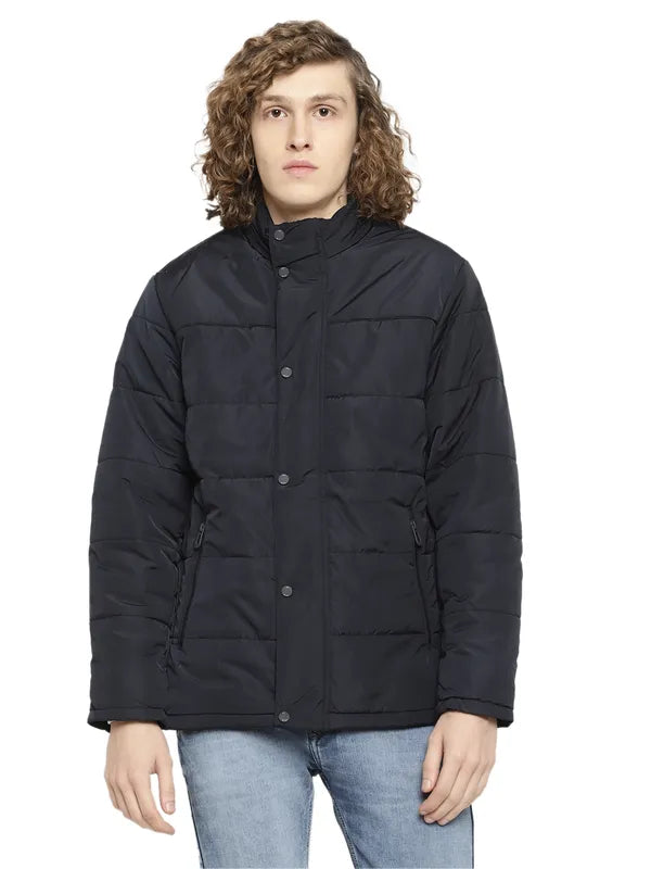 Mettle Men Navy Blue Camouflage Padded Jacket