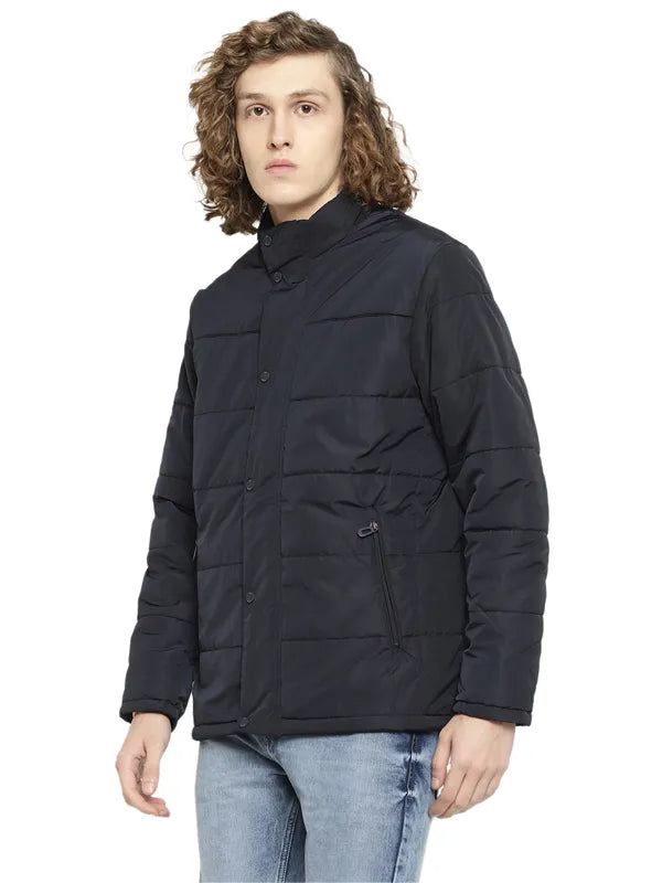 Mettle Men Navy Blue Camouflage Padded Jacket