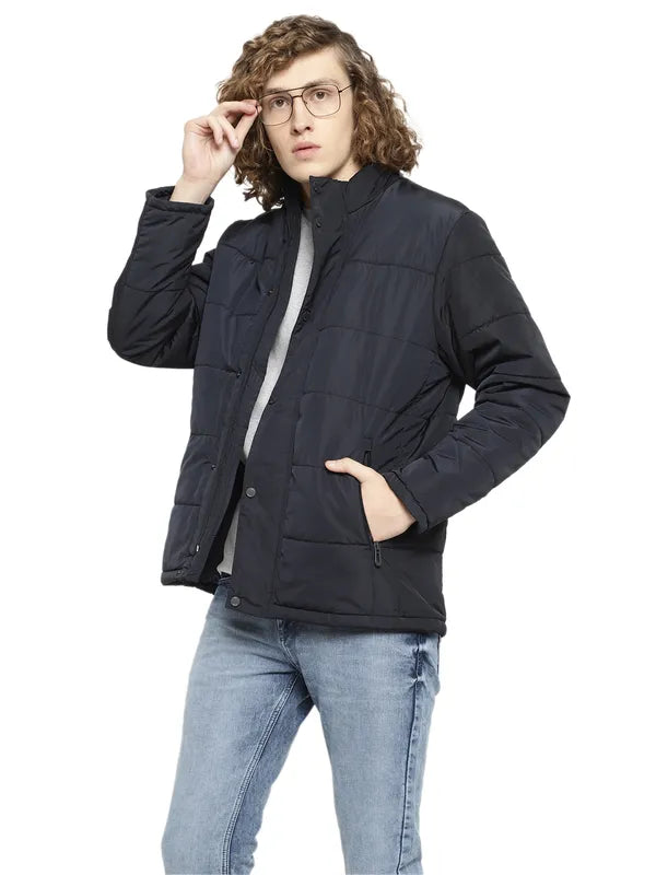 Mettle Men Navy Blue Camouflage Padded Jacket