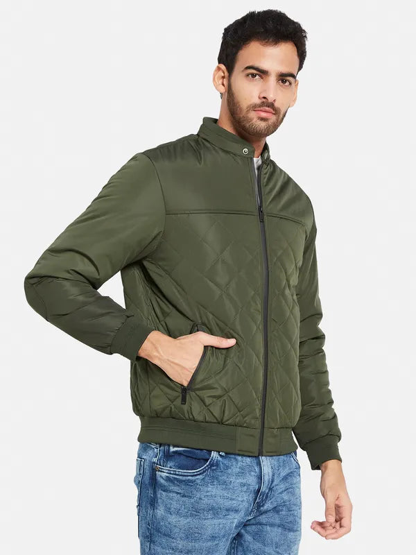 Mettle Men Olive Green Longline Open Front Jacket