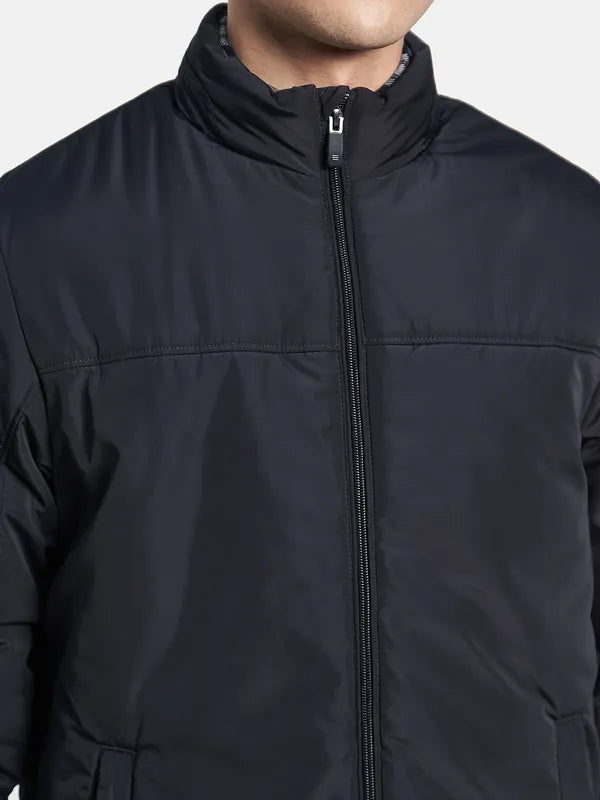 Men Navy Blue Padded Jacket