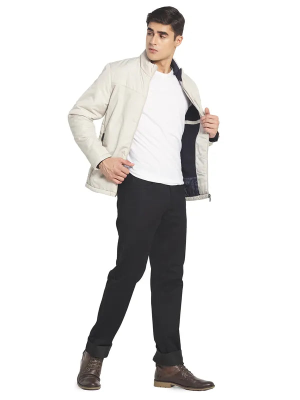 Mettle Men Cream-Coloured Sporty Jacket