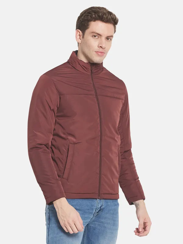 Men Maroon Bomber Jacket