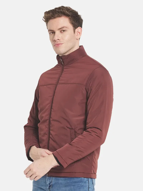 Men Maroon Bomber Jacket