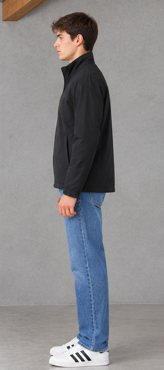 Men’s Black Regular Fit Woven Zip-Up Jacket