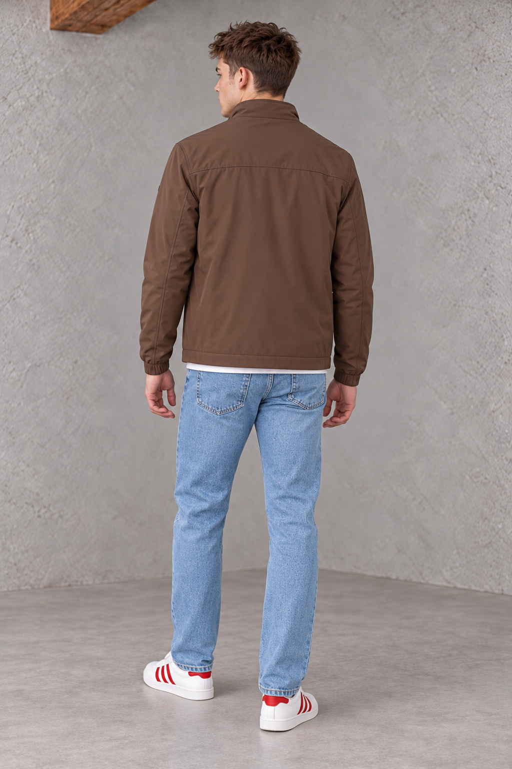 Men’s Espresso Regular Fit Woven Zip-Up Jacket