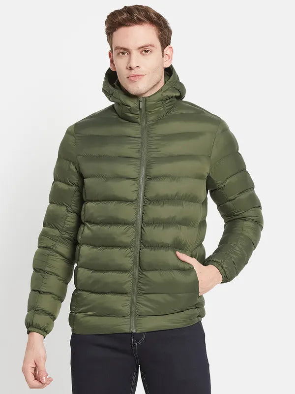 Men Olive Green Puffer Jacket