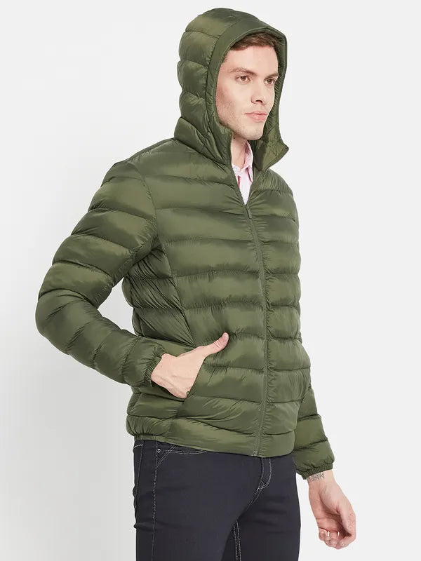 Men Olive Green Puffer Jacket