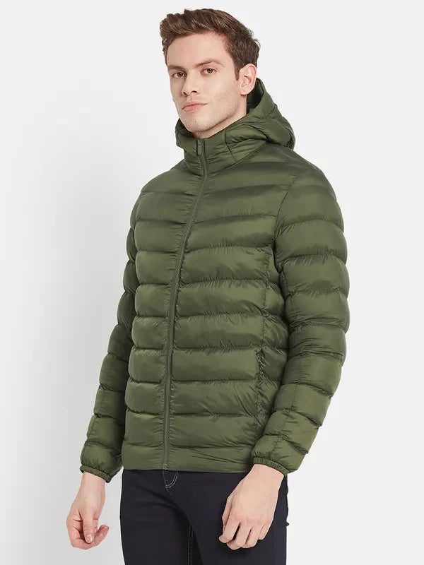 Men Olive Green Puffer Jacket