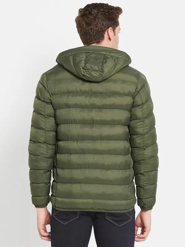 Men Olive Green Puffer Jacket