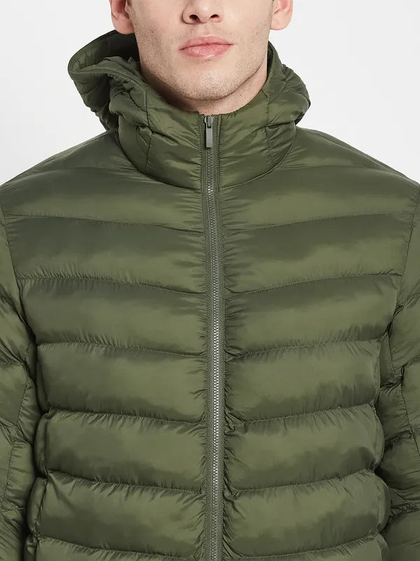 Men Olive Green Puffer Jacket