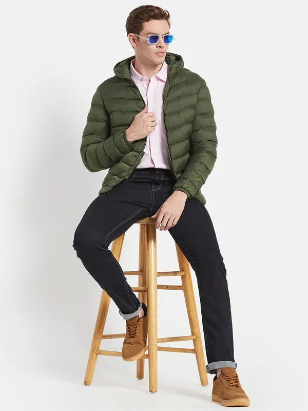 Men Olive Green Puffer Jacket