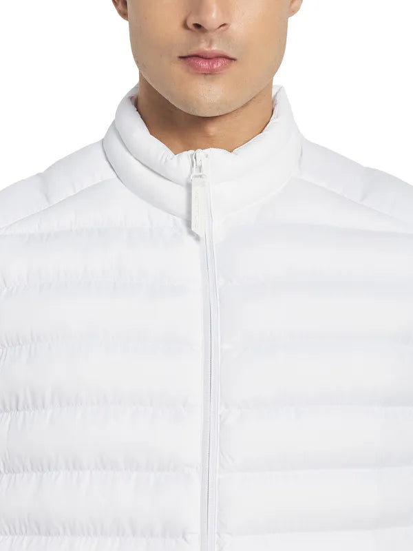 Mettle Men White Solid Puffer Jacket