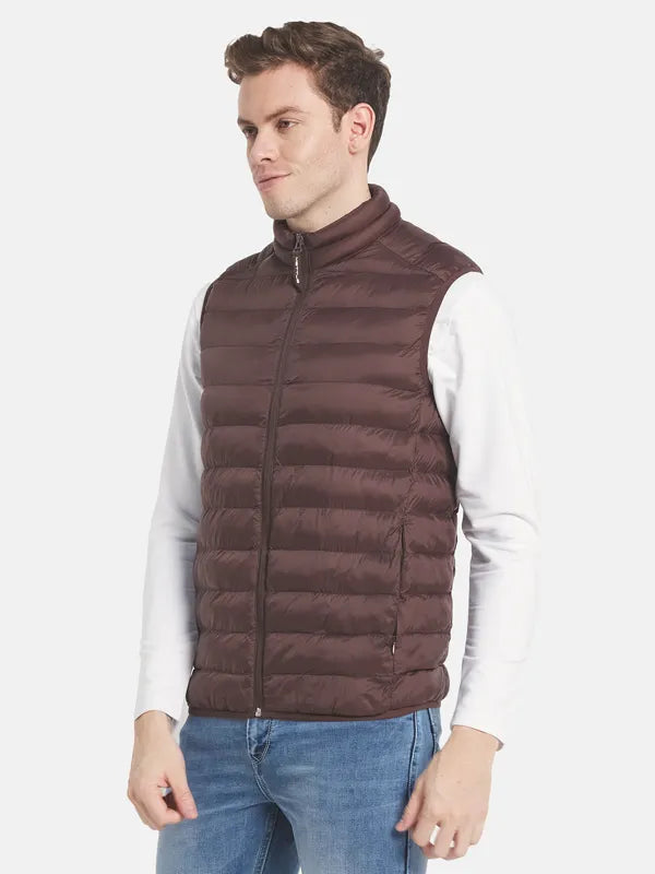 Men Maroon Puffer Jacket