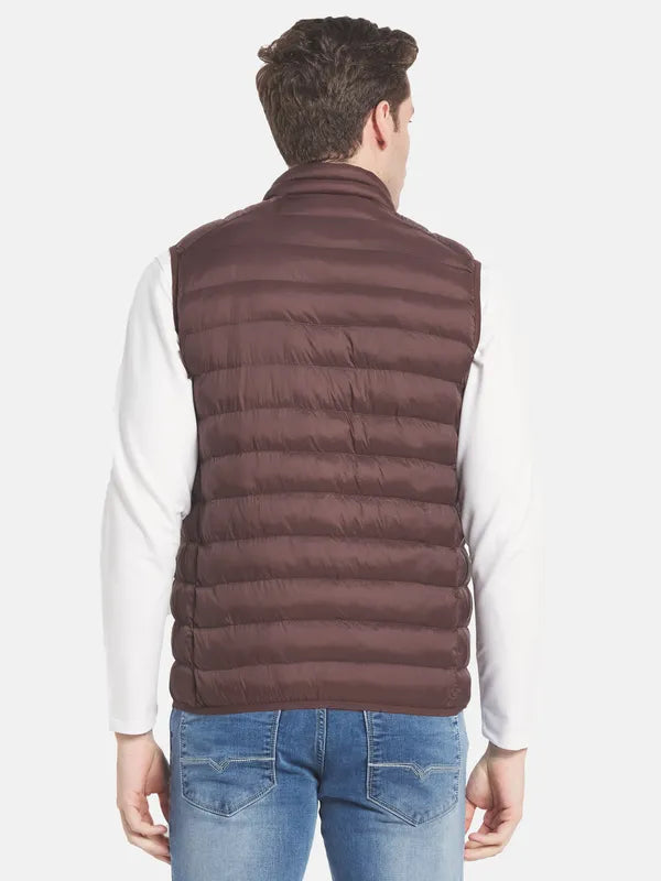 Men Maroon Puffer Jacket