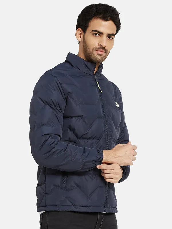 Mettle Men Navy Blue Camouflage Padded Jacket