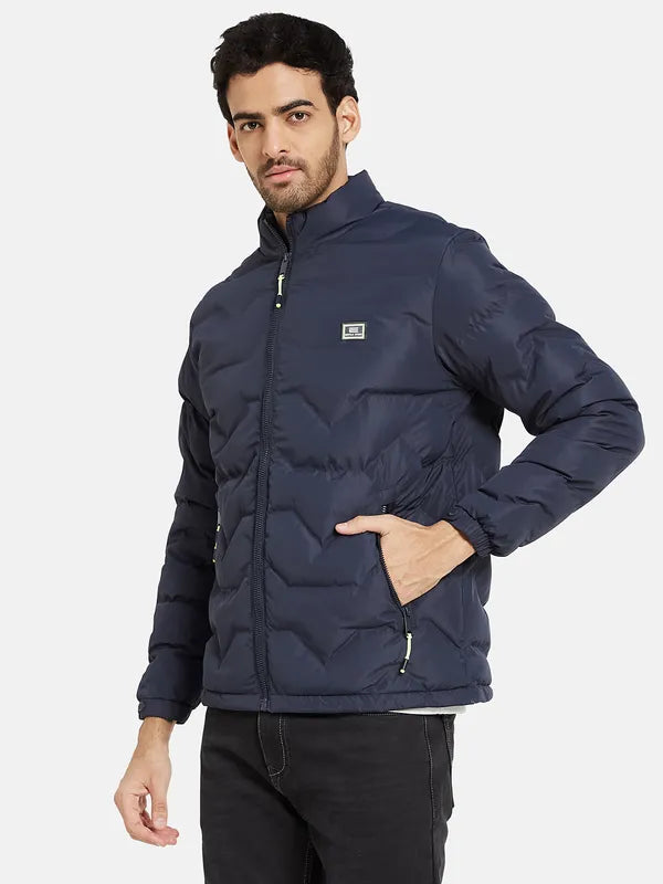 Mettle Men Navy Blue Camouflage Padded Jacket