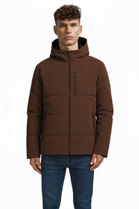 Men Coffee Lightweight Puffer Jacket