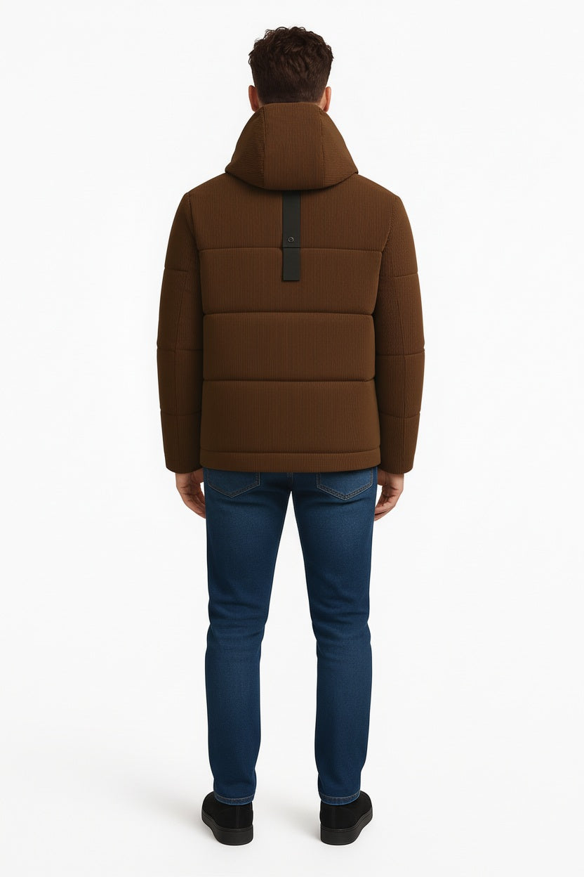 Men Coffee Lightweight Puffer Jacket