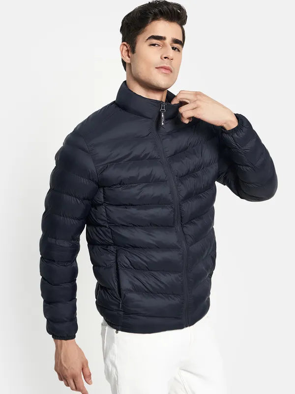 Men Navy Blue Puffer Jacket