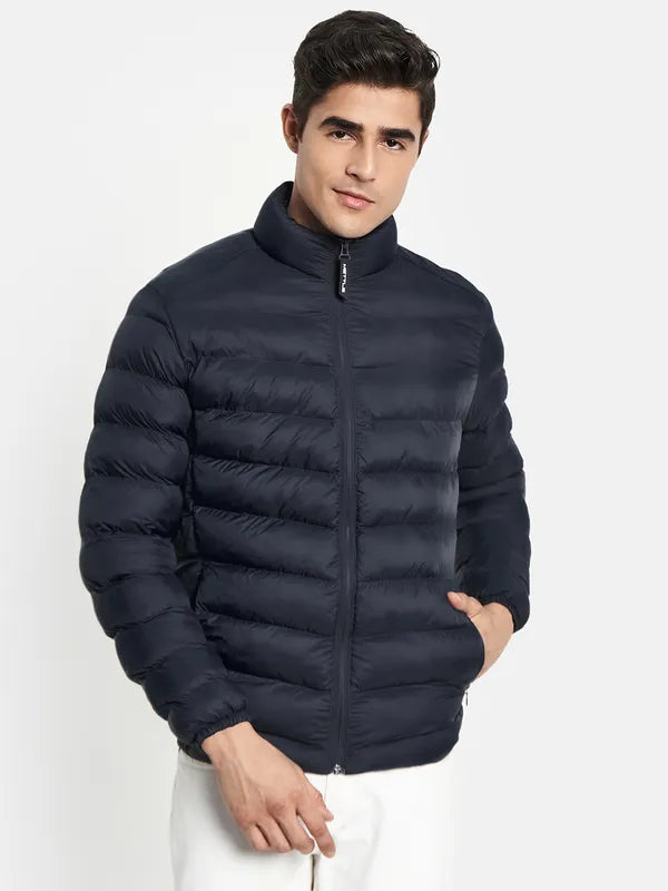 Men Navy Blue Puffer Jacket