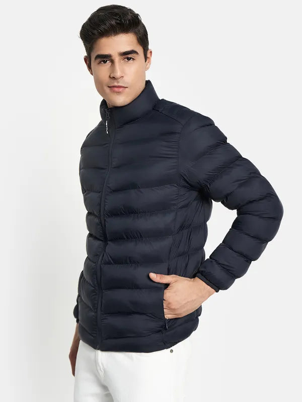 Men Navy Blue Puffer Jacket