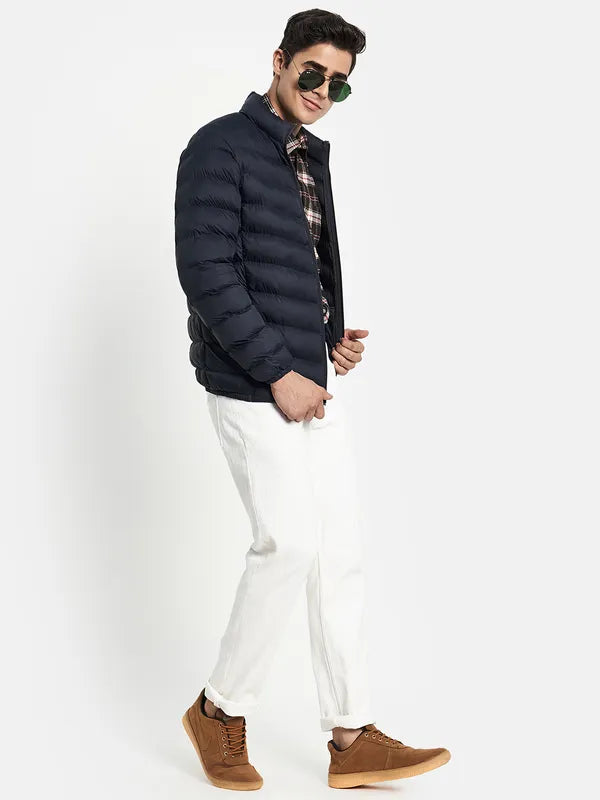 Men Navy Blue Puffer Jacket