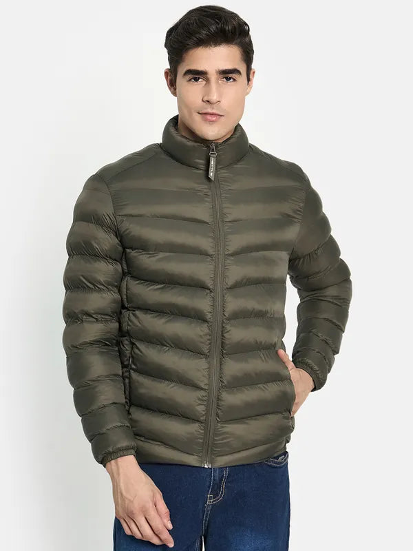 Men Olive Green Puffer Jacket