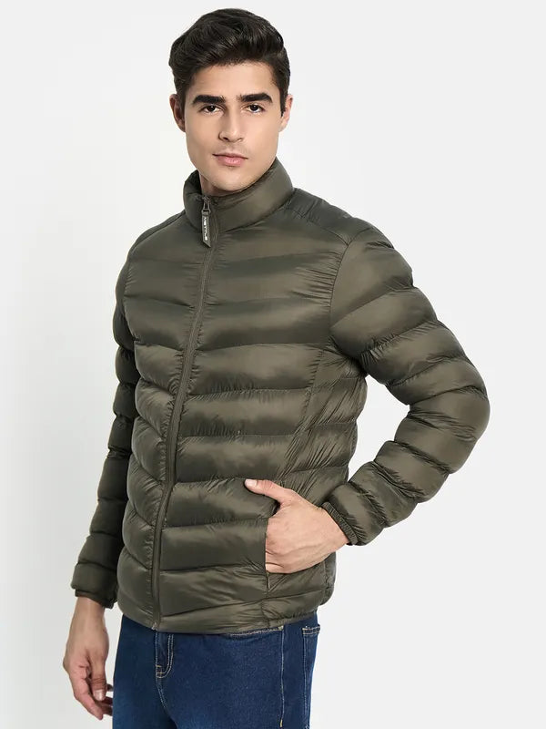 Men Olive Green Puffer Jacket