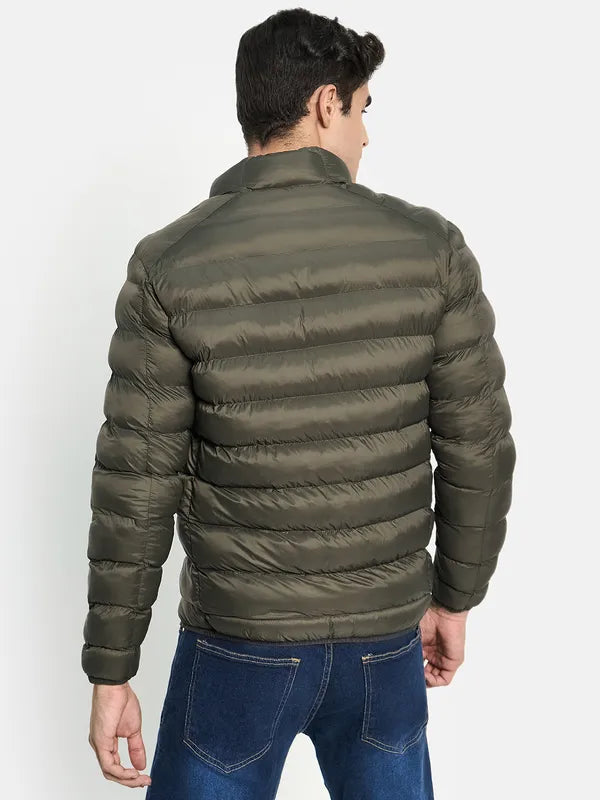 Men Olive Green Puffer Jacket