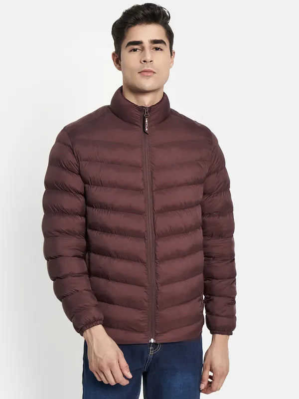 Men Maroon Puffer Jacket