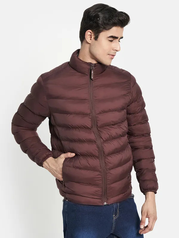 Men Maroon Puffer Jacket